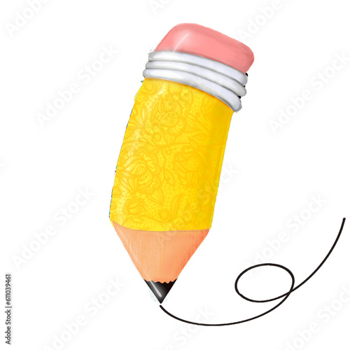 Yellow cartoon pencil drawing - great for website, email, presentation, advertising, label, sticker, postcard, ticket, logo, engraving, slide, tag, book, nameplate, print	
