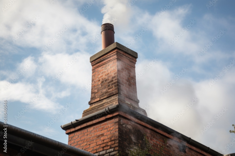 close-up of chimney, with smoke rising from the top, created with generative ai
