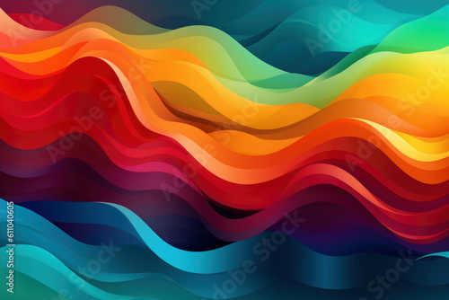 Multicolored abstract wavy background, AI Generated