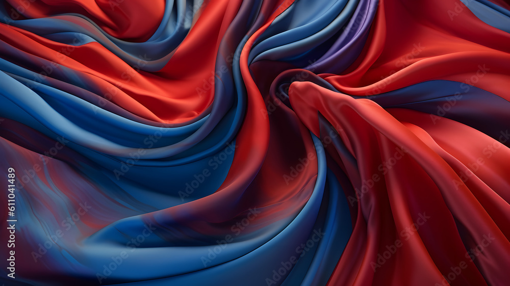 abstract background of red and blue silk fabric Generative AI