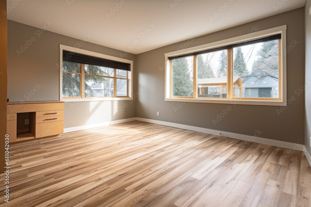 Obraz premium a room in a home improvement project, with new flooring and new paint, created with generative ai