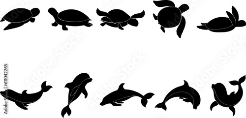 silhouettes of fish