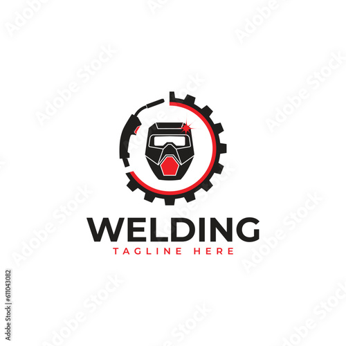 Welding torch logo design. Welder tool vector design. vector illustration