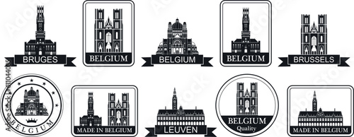 Belgium set. Isolated Belgium on white background