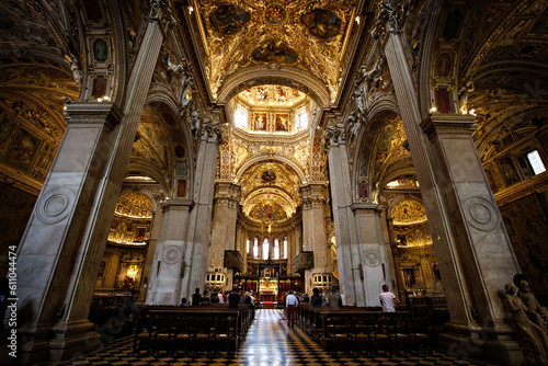 Interior view of Basilica di Santa Maria Maggiore in Citta Alta (Upper town) in Bergamo, Italy