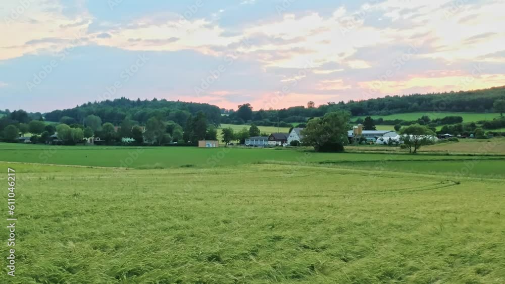 Landscape with field and beautiful evening sky Landscape with field and beautiful evening sky