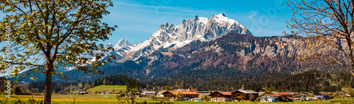 Alpine summer view with Mount Wilder Kaiser near Saint Johann, Tyrol, Austria