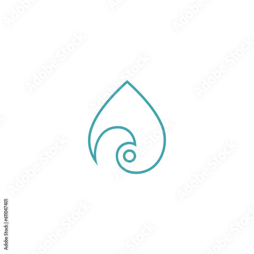 water drop wave logo in minimalist and simple line art style