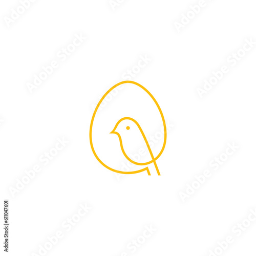 chick in the egg logo in minimalist and simple line art style