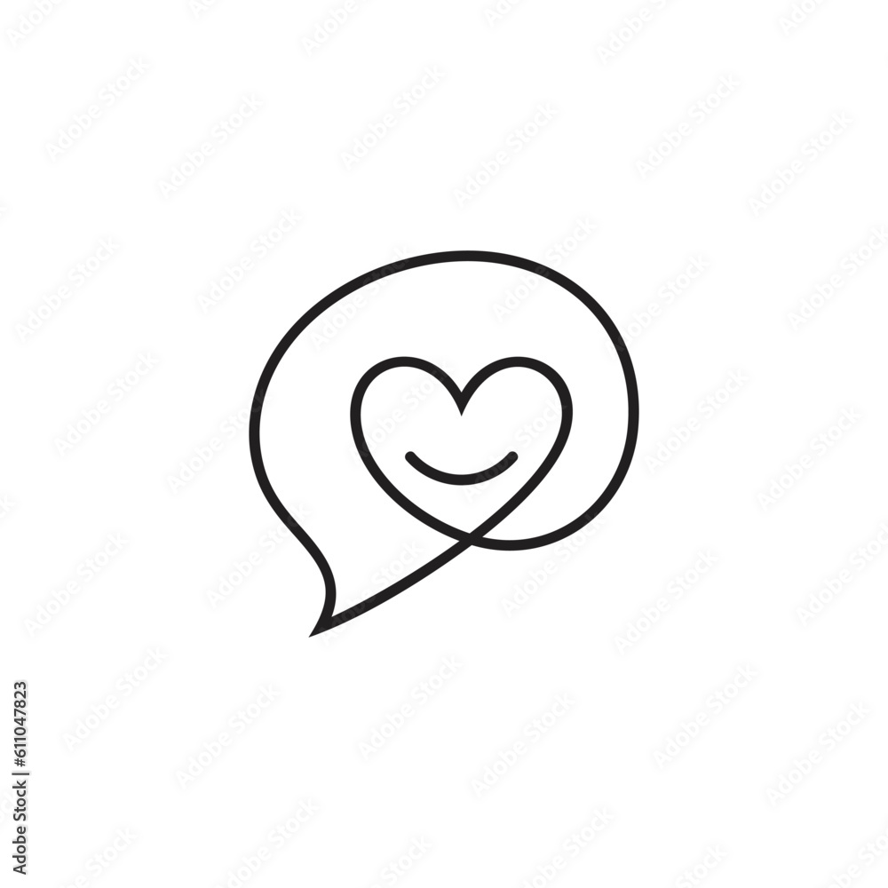 Love chat logo in minimalist and simple line art style