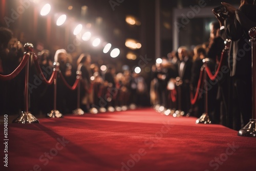 red carpet at celebrity-studded movie premiere with paparazzi in the background, created with generative ai photo