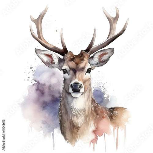 Aquarell-Handzeichnung eines Hirsches: Majestätische Tierdarstellung in Wasserfarben