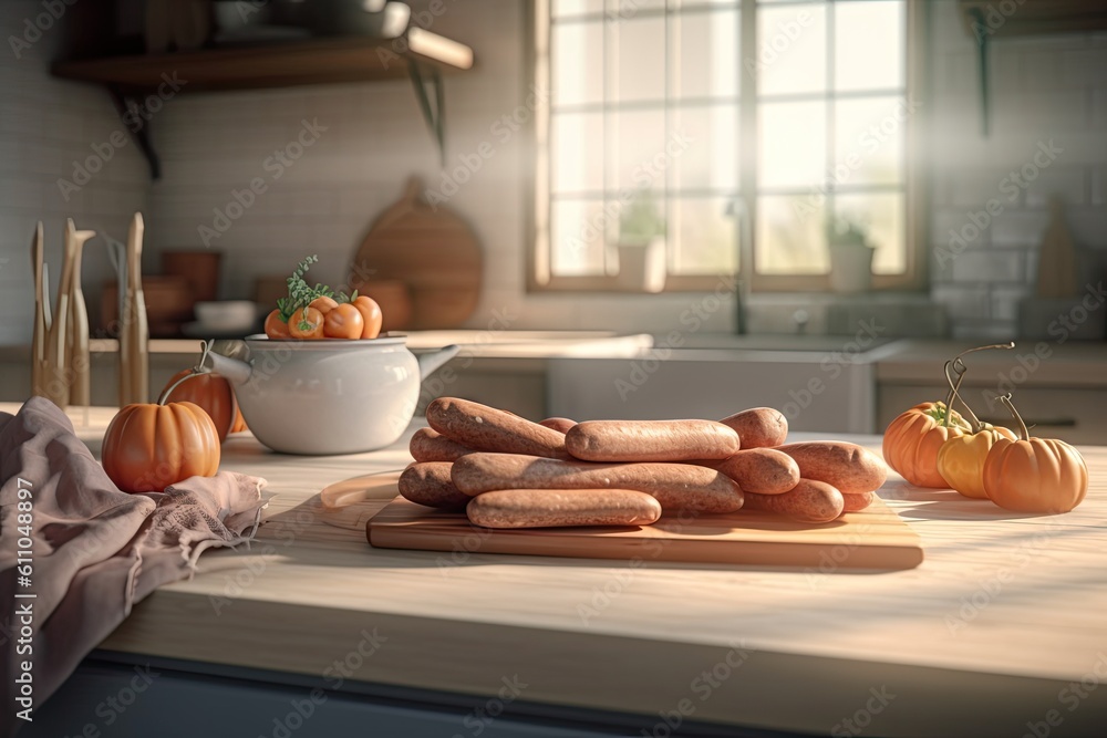 vegetable sausages. healthy, trendy eating, health care, life extension. Generative AI vegetable sausages. healthy, trendy eating, health care, life extension. Generative AI