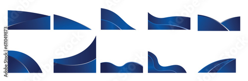 Set of Blue Corner Template. Corner Ribbons Banner Decoration. Vector Illustration 