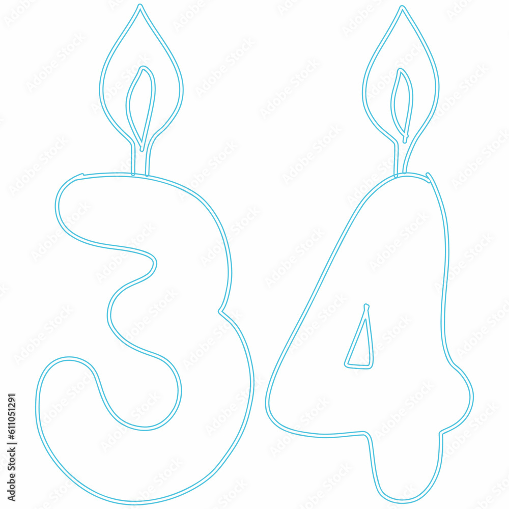 Number 34 with candle festive design.