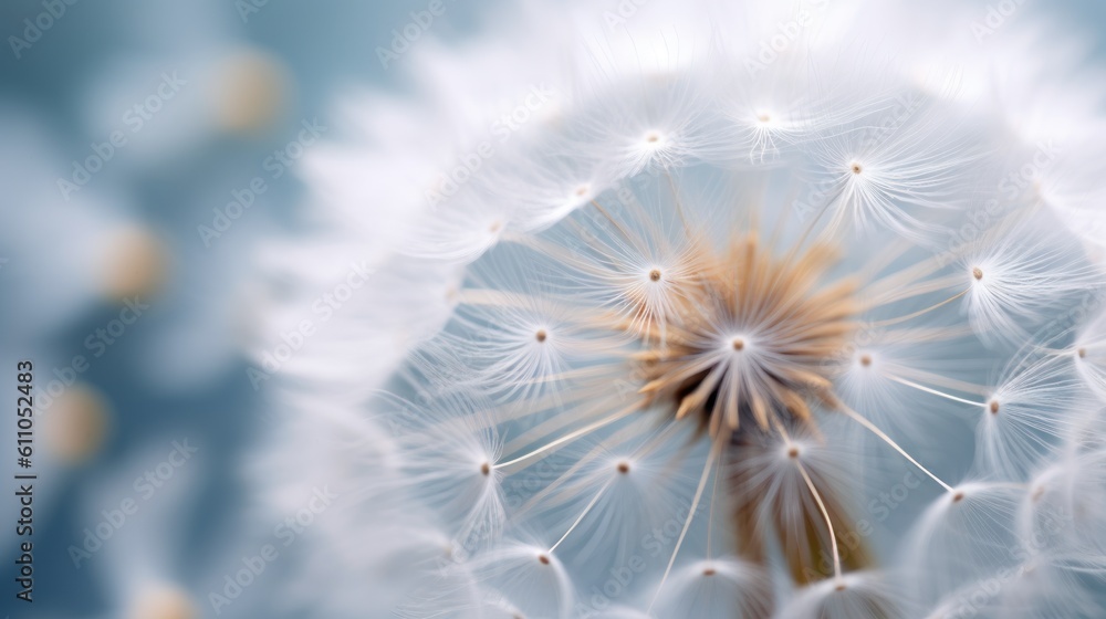 Naklejka premium dandelion seeds on a black