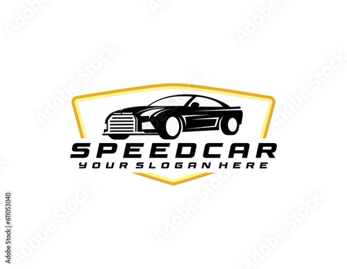 illustration of car rental logo, emblem, badges isolated on black background, dark logo with attractive color gradient.