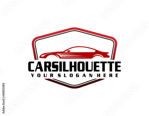 vector illustration car rental logo template, emblem, badges isolated on black background, dark logo with attractive color gradient.