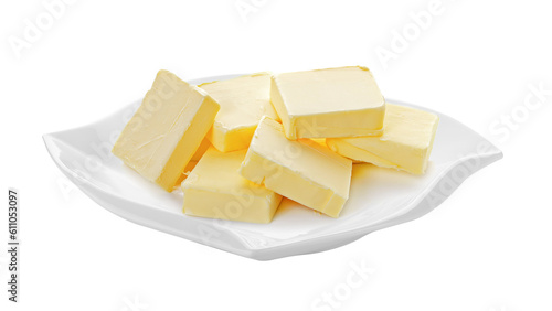 butter in ceramic plate (beautiful shape) on transparent png
