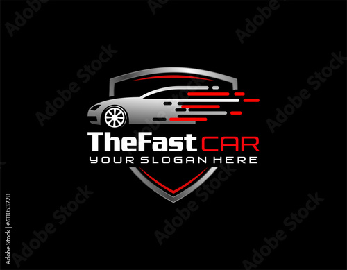 illustration of car rental logo, emblem, badges isolated on black background, dark logo with attractive color gradient.