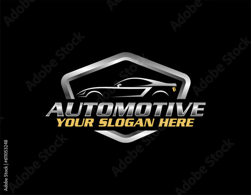 illustration of car rental logo, emblem, badges isolated on black background, dark logo with attractive color gradient.