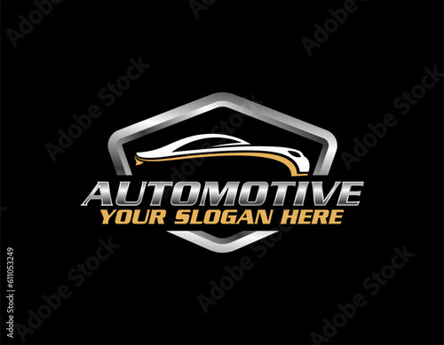 illustration of car rental logo, emblem, badges isolated on black background, dark logo with attractive color gradient.