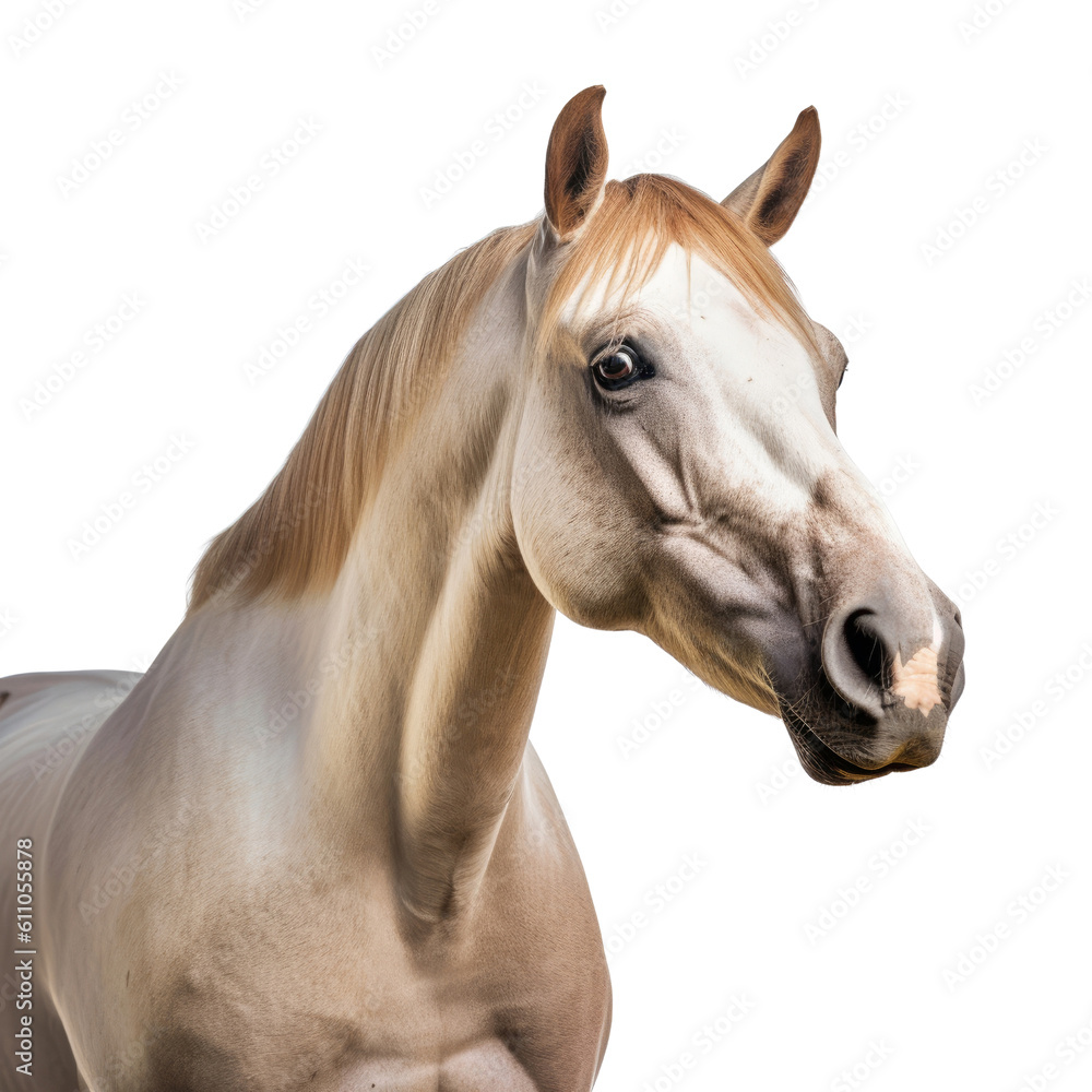 portrait of a horse isolated on transparent background cutout 