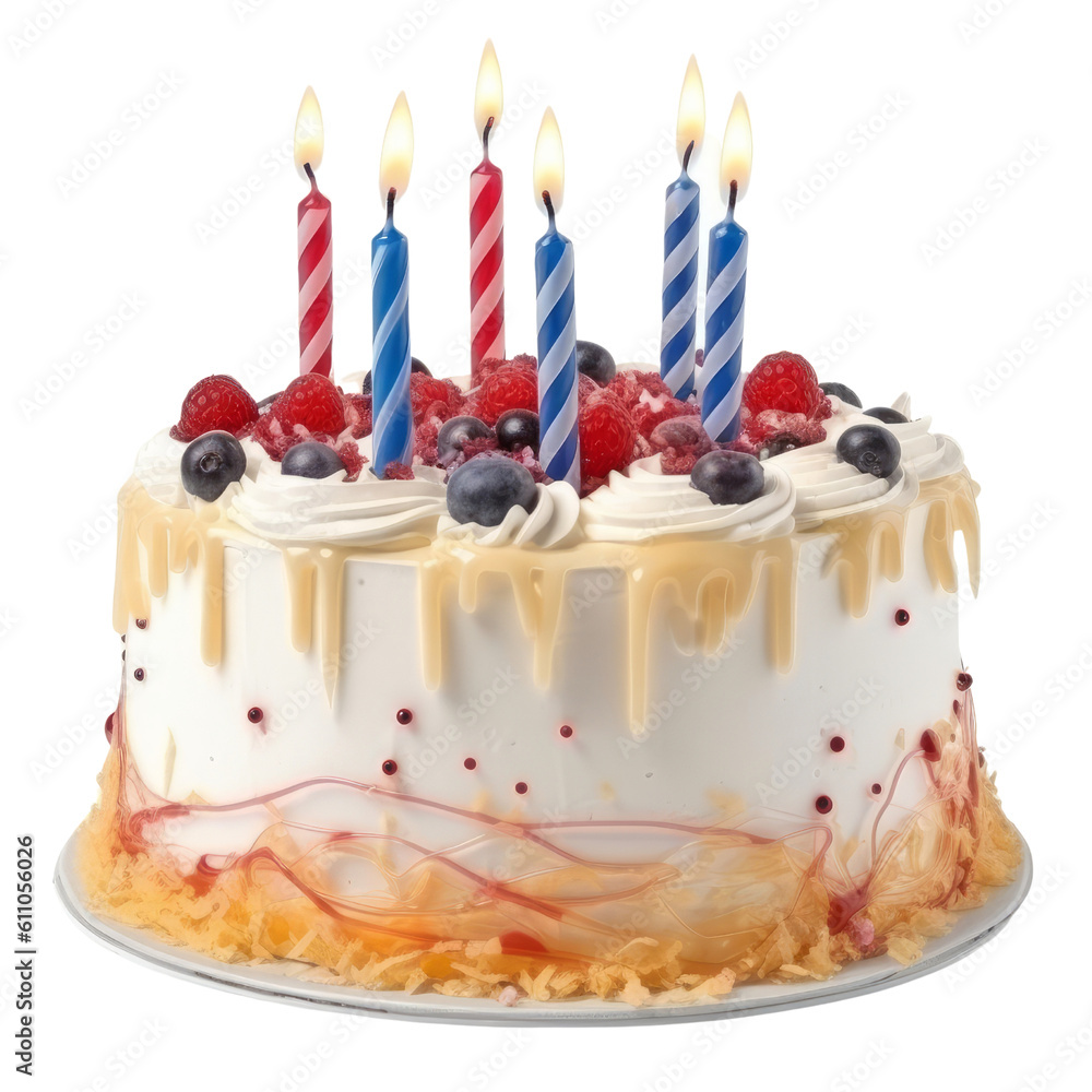 birthday cake with candles isolated on transparent background cutout ...