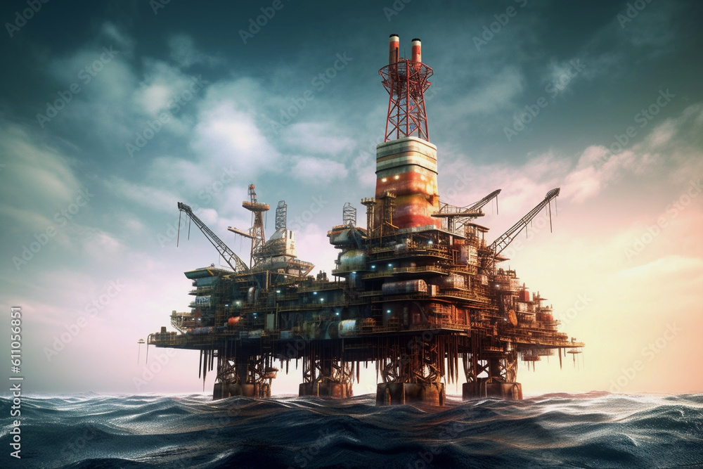 Oil rig platform. Generative AI