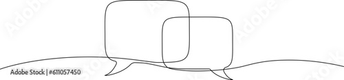continuous single line drawing of speech bubbles, communication concept line art vector illustration