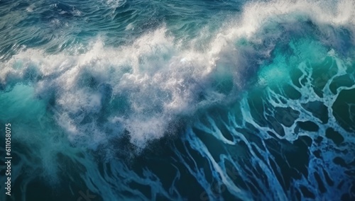 An aerial view of a wave in the ocean. Created with Generative Ai Technology