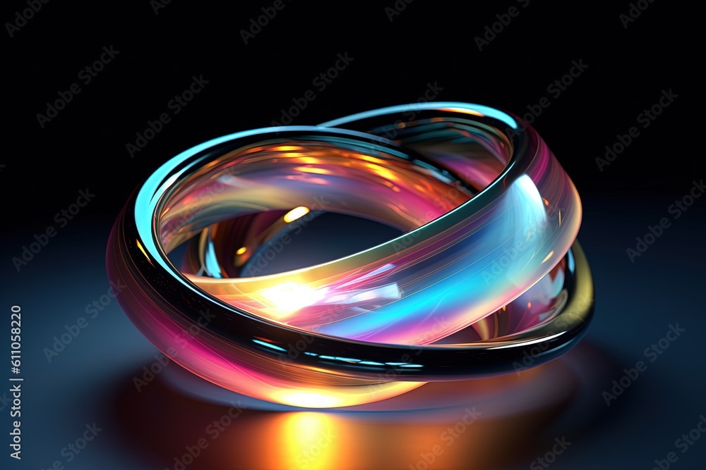 A colorful light glowing neon circles on a black background. Created with Generative Ai Technology A colorful light glowing neon circles on a black background. Created with Generative Ai Technology