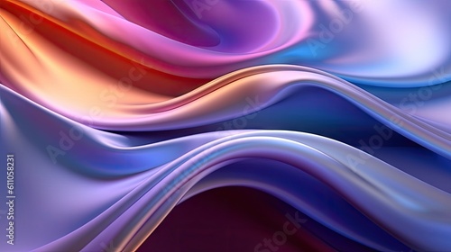 An abstract painting of blue, pink, and purple waves. Abstract background created with Generative Ai Technology