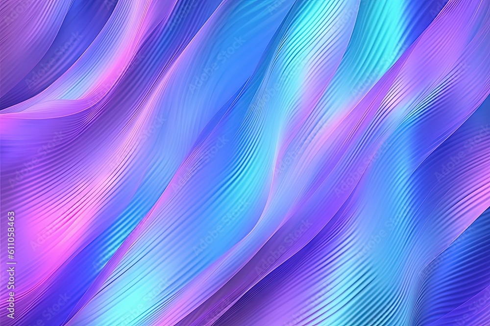 Fototapeta premium Aurora hologram gradient background with blue violet. A purple and blue background with wavy lines. Created with Generative Ai Technology
