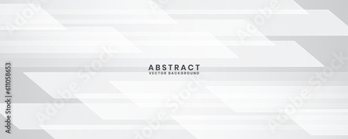 White geometric abstract background overlap layer on bright space with diagonal shapes decoration. Modern graphic design element technology style concept for banner, flyer, card, or brochure cover