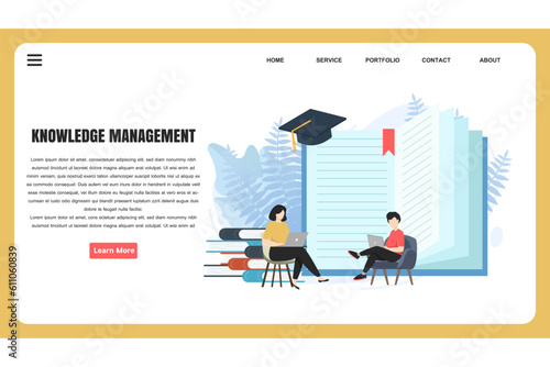 flat design concept Knowledge Management. Internet education for website and landing page template. perfect for web page design, banner, mobile app, Vector illustration