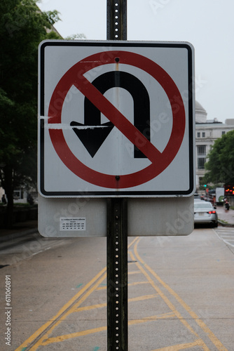 Traffic sign U-turn forbidden