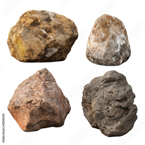 set of rocks isolated on transparent background cutout  © Papugrat