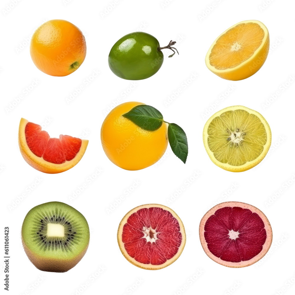 set of fruits isolated on transparent background cutout set of fruits isolated on transparent background cutout