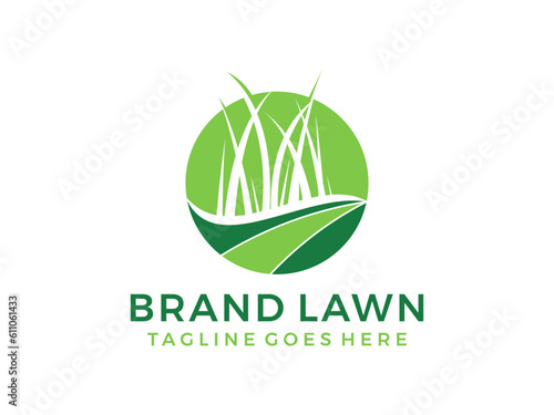 landscape logo design for lawn vector illustration 