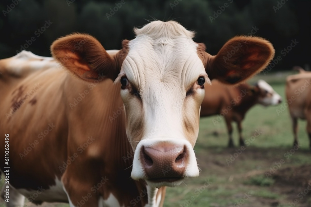 Brown Cow, portrait,  Created using generative AI tools.