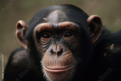 portrait of a juvenile chimpanzee,  Created using generative AI tools. © © Raymond Orton