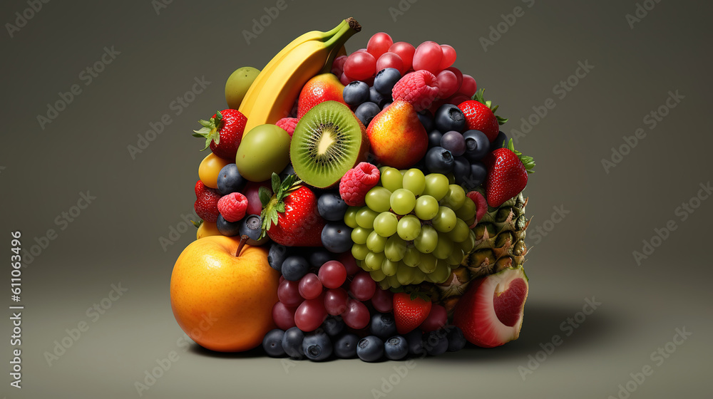 mixed fruit and vegetables carriage. Generative Ai mixed fruit and vegetables carriage. Generative Ai