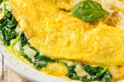 Print op canvas Homemade Spinach Florentine Omelet