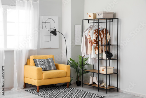 Interior of light room with...