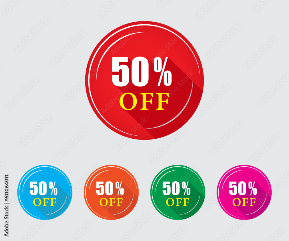 Special offer sale tag isolated with 50% in white background 50% off discount tag, label, symbol, and sticker for advertising campaign in retail on shopping day. Sale - 50 per cent off - red tag