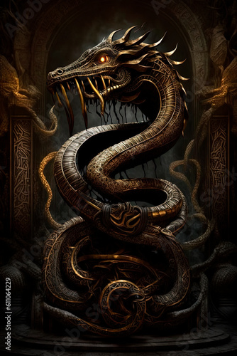 Egyptian mythology, a huge serpent monster. Generative AI