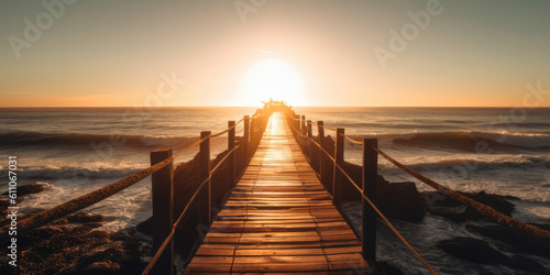 sunset on the pier at the beach © Nick