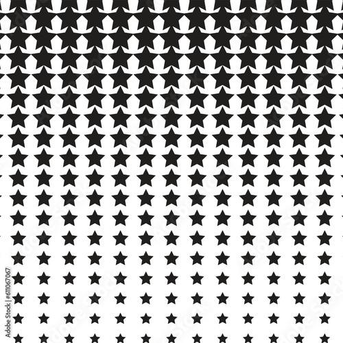 abstract seamless big to small black star halftone pattern.