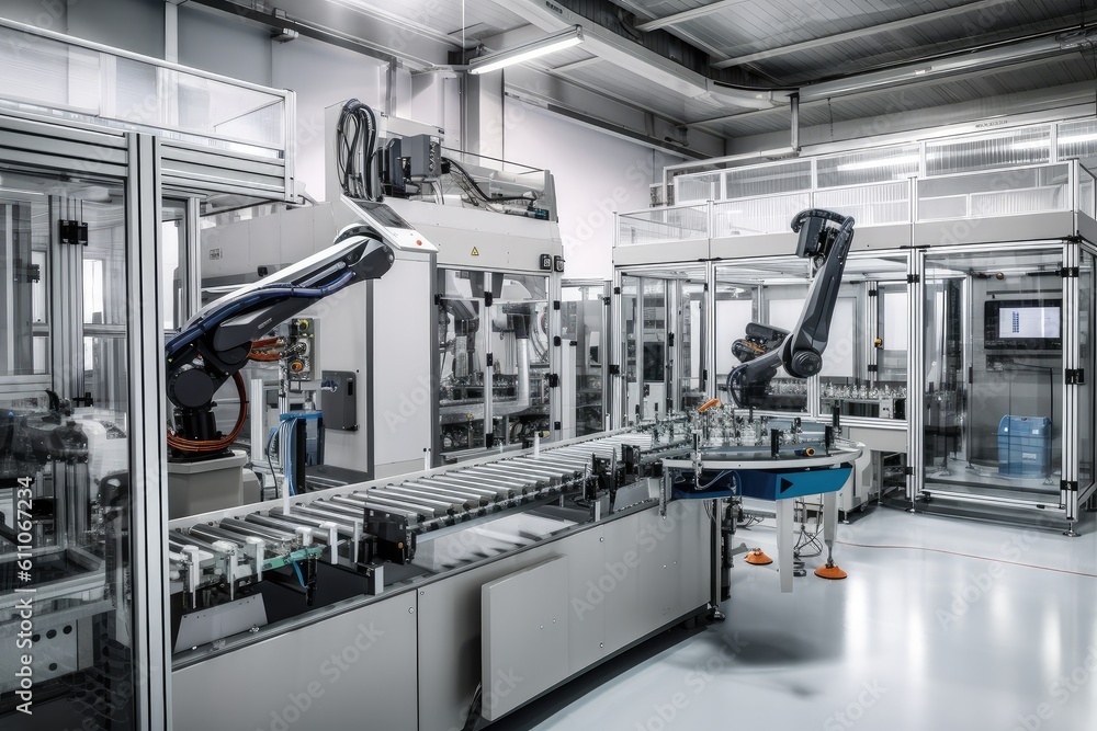 a factory with highly advanced robotics, ensuring that every product is produced to perfection, created with generative ai a factory with highly advanced robotics, ensuring that every product is produced to perfection, created with generative ai